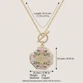 Gold plated octagonal MOM flower locket necklace with measurement details - Octagon MOM Locket Necklace