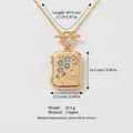 Gold-plated rectangle locket necklace with blue floral enamel and MOM engraving detail - Rectangle MOM Locket Necklace