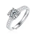 Elegant 1 carat six-prong moissanite ring in S925 sterling silver, adjustable size - R11540 Moissanite Style / 1 Carat / Six-Prong Setting