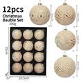 Close-up detail of 12pcs 8cm electroplated textured Christmas ball ornaments set - Champagne Gold Style (ZH059-8)