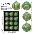 Set of twelve green and gold painted eight centimeter Christmas ball ornaments with dimensions - Green & Gold Style (ZH059-1)