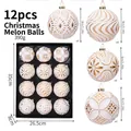 Set da 12 decorazioni natalizie bianche e dorate con diversi motivi in rilievo, 8cm - Stile Bianco e Oro (ZH059-3)