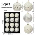 Set of 12 cream white Christmas ornament balls with 8cm diameter and silver electroplated patterns - White & Silver Style (ZH059-4)