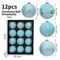 12-piece set of light blue 8cm Christmas ball ornaments with silver reindeer designs - Light Blue & Silver Style (ZH059-5)