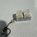 Mini mechanical keyboard switch fidget toy keychain with beige keycaps and clear base - 2-Key Transparent Shell - Beige (Double Layer Cap)
