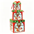 Set of three stackable Christmas decorative gift boxes with festive Santa and reindeer design - HL-1 (S/M/L Set)