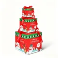 Set of three stackable Christmas gift boxes with festive cartoon character prints - HL-3 (S/M/L Set)