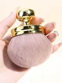 Professionele grote paddenstoel poederkwast met gouden handvat voor make-up en nagels - Gouden Handvat Roze Borstelharen