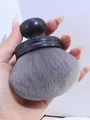Large professional grey mushroom powder brush for makeup and nail dust cleaning - Black Handle Black Bristles