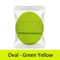 Soft oval makeup cushion puff sponge in vibrant greenish-yellow color for smooth blending - Bag Packaging / Green Yellow
