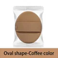 High-quality soft oval cushion makeup puff in coffee brown color with individual wrap - Bag Packaging / Brown