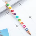 Eleganter Glitzer-Kugelschreiber mit bunten Lippenmustern und stilvollem Roségold-Finish - Lippen Weiß / 1,0mm Kugelkopf