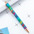 Einziehbarer Glitzer-Kugelschreiber mit bunten Lippenmustern und Roségold-Finish - Lippen Blau / 1,0mm Kugelkopf