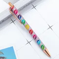 Stilvoller pinker Glitzer-Kugelschreiber mit lebhaftem, buntem Lippenmuster-Design - Lippen Hellviolett / 1,0mm Kugelkopf