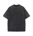 Heavyweight 230g acid-washed distressed pure cotton t-shirt in a vintage black finish - Black