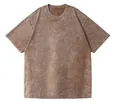 Vintage brown stone washed heavy cotton short sleeve t-shirt for men and women unisex - Coffee