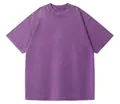 Heavyweight 230g purple washed faded cotton unisex t-shirt in American retro style - Purple