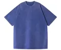 Heavyweight 230g mineral washed cotton t-shirt with vintage blue distressed finish - Blue