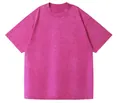 Heavyweight 230g acid-wash cotton short-sleeved T-shirt in vintage magenta color - Rose Red