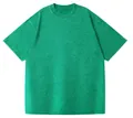 Emerald green heavyweight washed cotton T-shirt with vintage distressed texture - Grass Green
