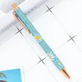 Glitter retractable ballpoint pen with daisy pattern and rose gold accents - Daisy Light Blue / 1.0mm Bullet Tip