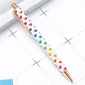 Retractable ballpoint pen with rainbow glitter heart pattern and rose gold trim - White Heart (Rose Gold Hardware) / 1.0mm Bullet Tip