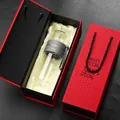 Botella de té de vidrio de doble pared presentada en una lujosa caja de regalo roja - Versión Caja de Regalo / Gris 350ml Caja de Regalo
