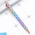 Glitter ballpoint pen with colorful heart pattern and rose gold accents - Blue Heart (Rose Gold Hardware) / 1.0mm Bullet Tip