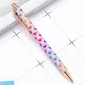 Pink glitter retractable ballpoint pen with colorful heart patterns and rose gold trim - Light Purple Heart (Rose Gold Hardware) / 1.0mm Bullet Tip