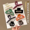 8-piece Morandi matte hair claw clip set for women featuring diverse stylish shapes - 8-Piece Set / Morandi Color