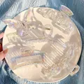 Set of five iridescent holographic acrylic hair claw clips in various shapes - 5 Pieces / AB Color