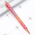 Pink glitter retractable ballpoint pen with colorful hearts and rose gold accents - Watermelon Red Heart (Rose Gold Hardware) / 1.0mm Bullet Tip