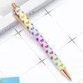Rainbow glitter ballpoint pen with rose gold metal accents and heart pattern detail - Gradient Heart (Rose Gold Hardware) / 1.0mm Bullet Tip