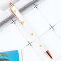 Rose gold retractable ballpoint pen with white glitter daisy pattern - Daisy White (New) / 1.0mm Bullet Tip