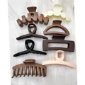 Premium matte hair claw clips set in earth tones with various geometric shapes - 8-Piece Set / Multicolor