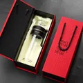 Double-walled glass tea infuser bottle in premium red gift box set - Black 400ml Gift Box