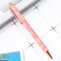 Pink glitter ballpoint pen with white daisy pattern and rose gold accents - Daisy Watermelon Red (New) / 1.0mm Bullet Tip
