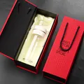 Premium double-walled glass tea infuser bottle with elegant red gift box packaging - White 400ml Gift Box