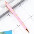 Pink glitter retractable ballpoint pen with rose gold accents and cute daisy pattern - Daisy Candy Pink (New) / 1.0mm Bullet Tip
