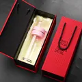 Double-walled glass tea infuser bottle set in a premium red gift box - Pink 400ml Gift Box