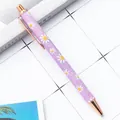 Elegant purple glitter ballpoint pen with daisy patterns and rose gold metallic trim. - Daisy Candy Purple (New) / 1.0mm Bullet Tip