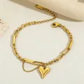 Elegante collana in acciaio al titanio dorato da donna con un ciondolo a cuore minimalista - Braccialetto (CE69 Cuore) / Oro