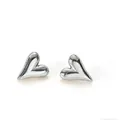 Chic silver titanium steel irregular puff heart shaped stud earrings minimalist jewelry - Stud Earrings (DG3165 Heart)