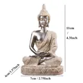 Southeast Asian Zen Buddha statue resin ornament with 11cm height dimension markings - Silver Style 134