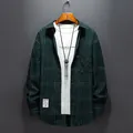 Camicia casual da uomo a maniche lunghe a quadri in tonalità verde scuro e nero - M / Quadretti Verde Scuro