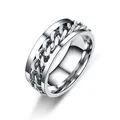 Anello a catena rotante da uomo in acciaio al titanio argento con design semplice - US 6 / Color Acciaio