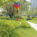 Colorful rainbow hot air balloon wind spinner for vibrant outdoor garden decoration - Striped