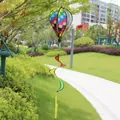 Colorful rainbow hot air balloon wind spinner for outdoor garden and yard decoration - Plaid