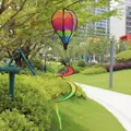 Colorful rainbow hot air balloon wind spinner hanging decoration for garden and yard - Angular Edges