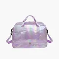 Large holographic purple sports duffel bag with dry-wet separation and shoe compartment. - Holographic Purple